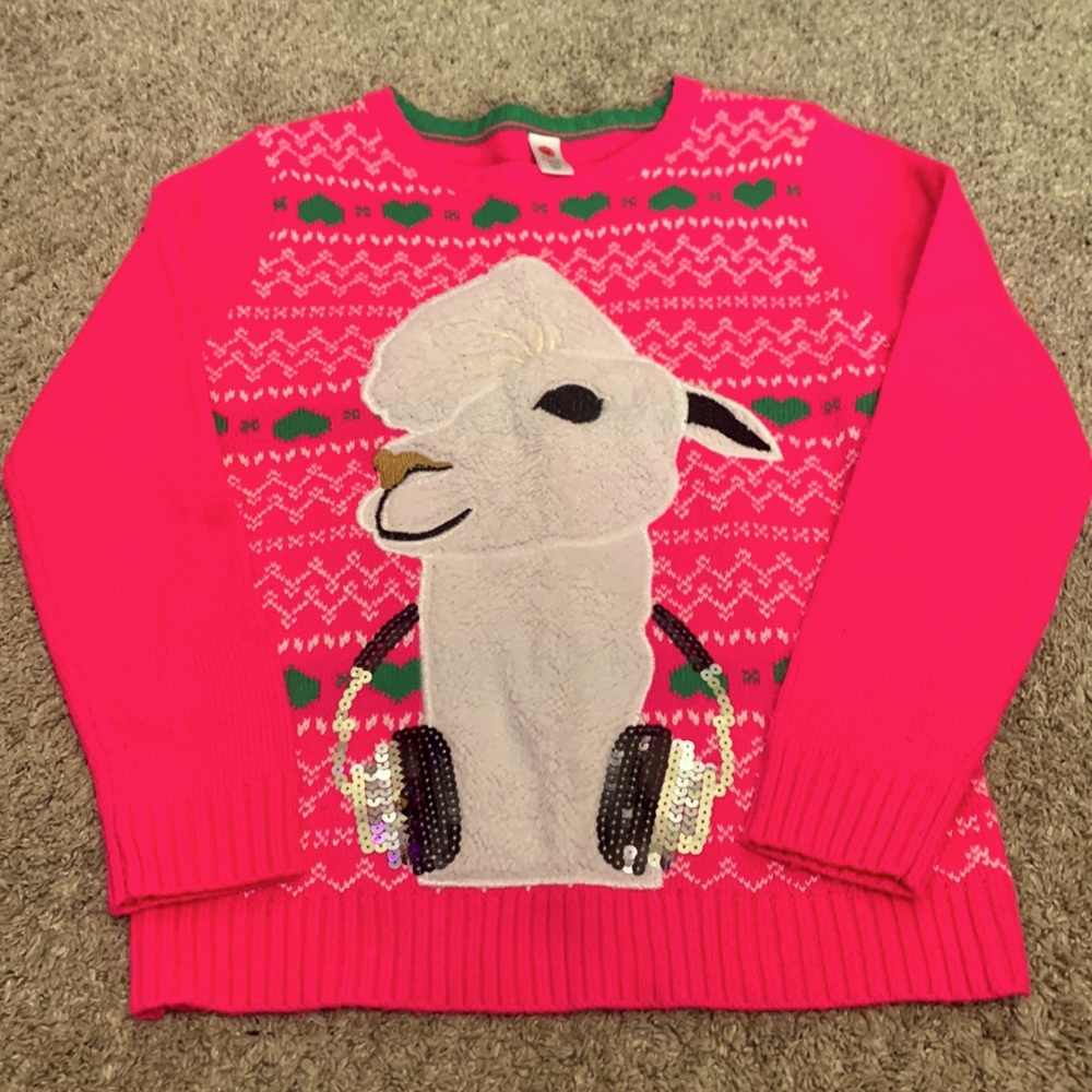 Pink Llama “ugly sweater”